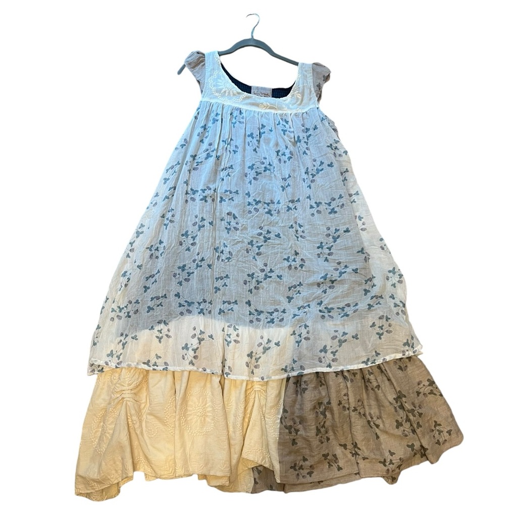 Ian Mosh Off-White & Beige Strawberry Tiered Dress - Picture 9 of 15